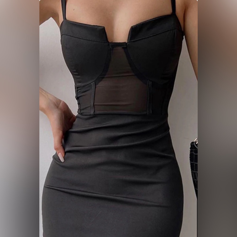 Black sheer sexy cocktail dress